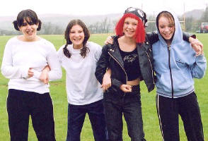 Double act: girls who teamed up for the run.