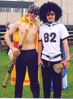 Rhythm of the rain: two lads clearly in tune with the spirit of the day.