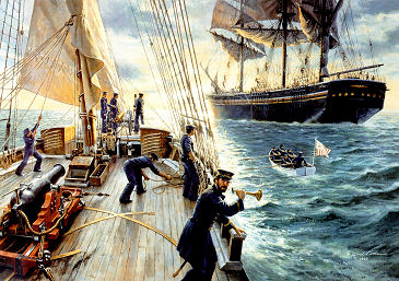 The Morris boarding the Benjamin Adams on July 16th 1861