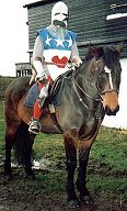 Andrew Spratt dressed as a Douglas Knight on 'Oscar' borrowed from the local stables.
