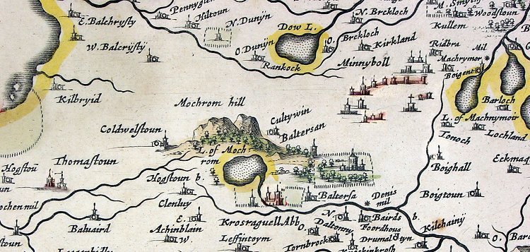 A portion of the Northern Carrick region including Maybole or Minnyboll. Click on the map to see a more complete 187kb image.