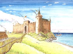 Reconstruction of Turnberry Castle - land view