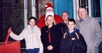 Switch-on: Queen of Carrick Gayle Barr gets ready to illuminate Maybole. Also pictured are King of Carrick Fraser Thomson, Santa, MSP Cathy Jamieson and councillors Andy Hill and Alan Murray. 